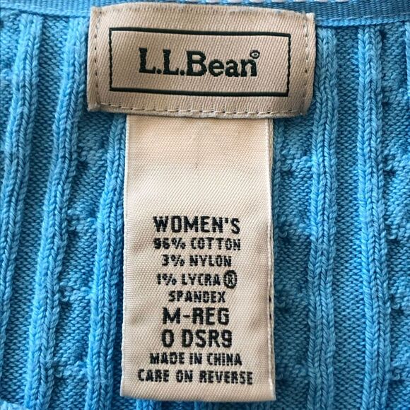 LL Bean Women's Blue Cable Knit Cardigan Medium - Picture 3 of 8